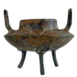 Brûle-encens rare en fonte de la dynastie Qing (Ding) – Relief de serpent ésotérique – XVIIIe siècle