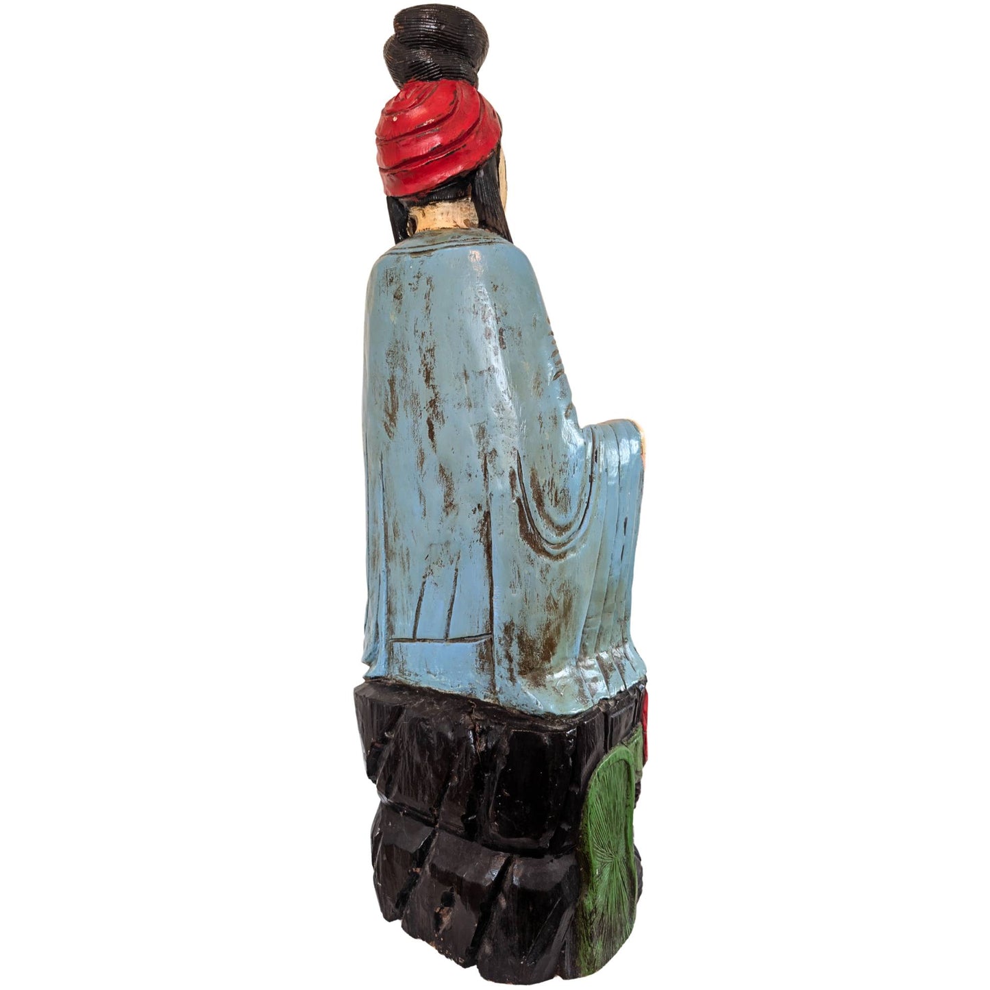 Antique Chinese religious statue of Kwanyin made of solid wood