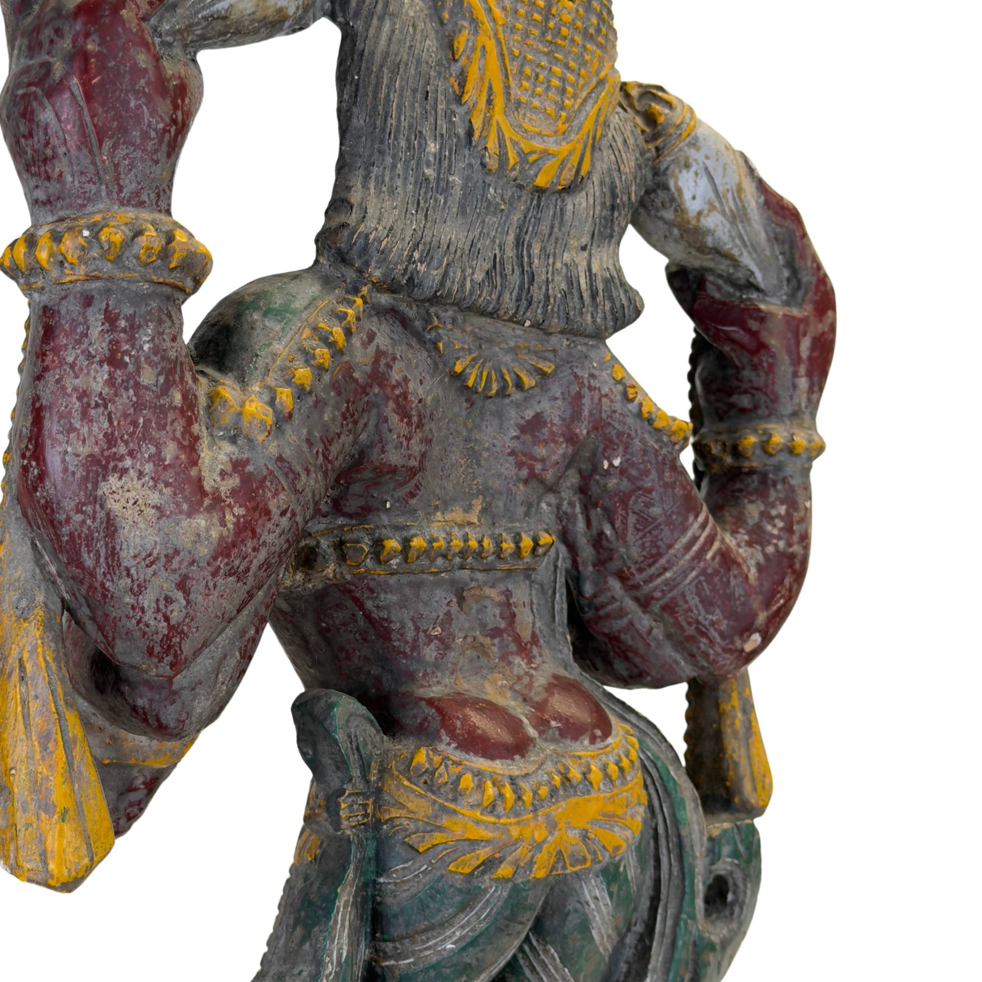 Antique architectural wooden statue of Lord Vishnu
