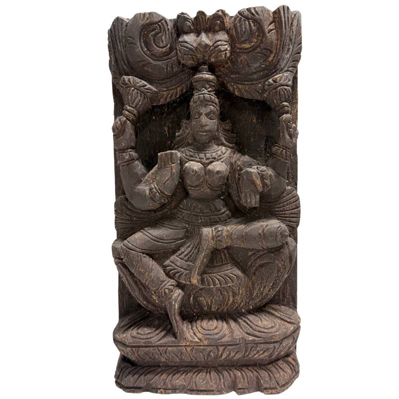 Antique wooden Parvati relief from South India, early 20th century