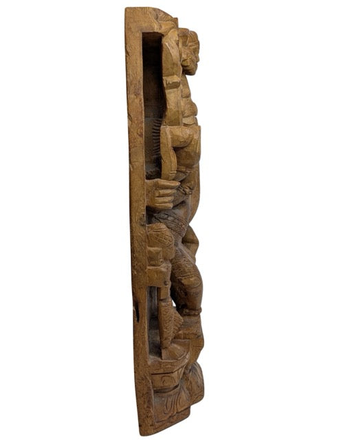 Antiek houten reliëf van Shiva Nataraja Zuid India