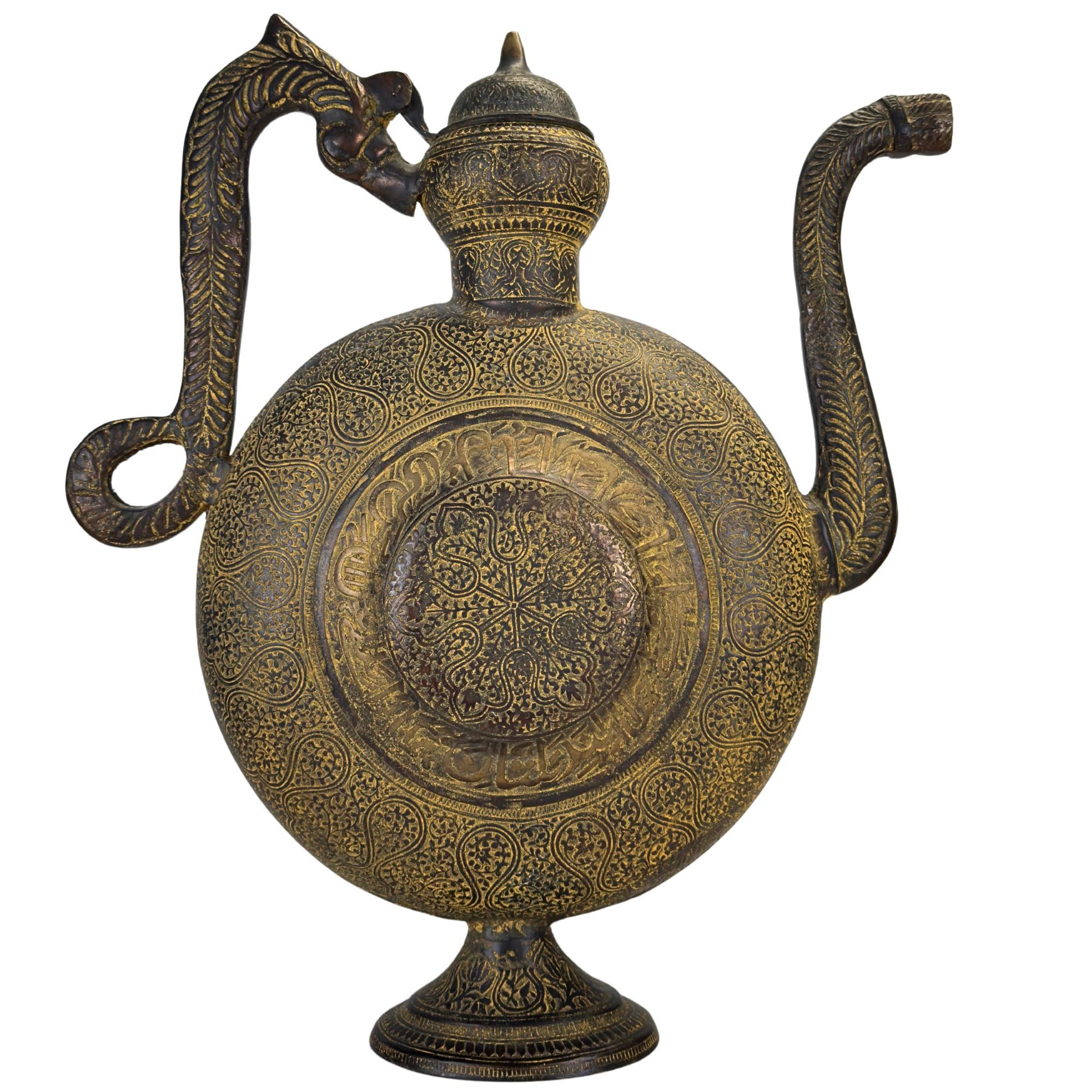 Monumental Indo-Persian ritual vessel with fire gilding, ca. 1850.