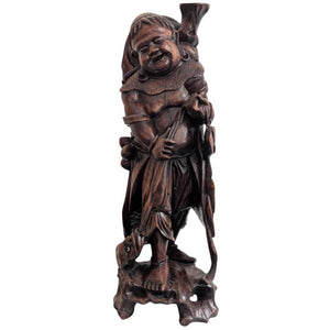 Statue Ebisu japonaise ancienne – en bois de rose sculpté à la main – 61,5 cm – lot 133