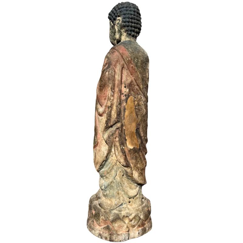 Antique Kwanyin wooden statue with old patina
