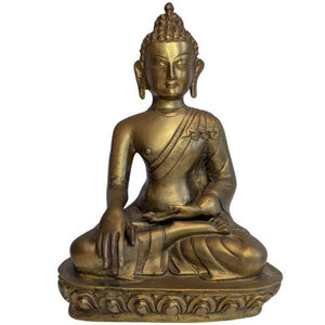 Statue antique de Bouddha en bronze du Ladakh – Bhumisparsha Mudra