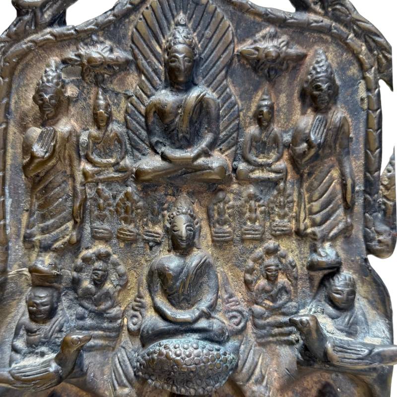 Antique Mucalinda relief of St. Buddha with the meaning of protection and inner peace