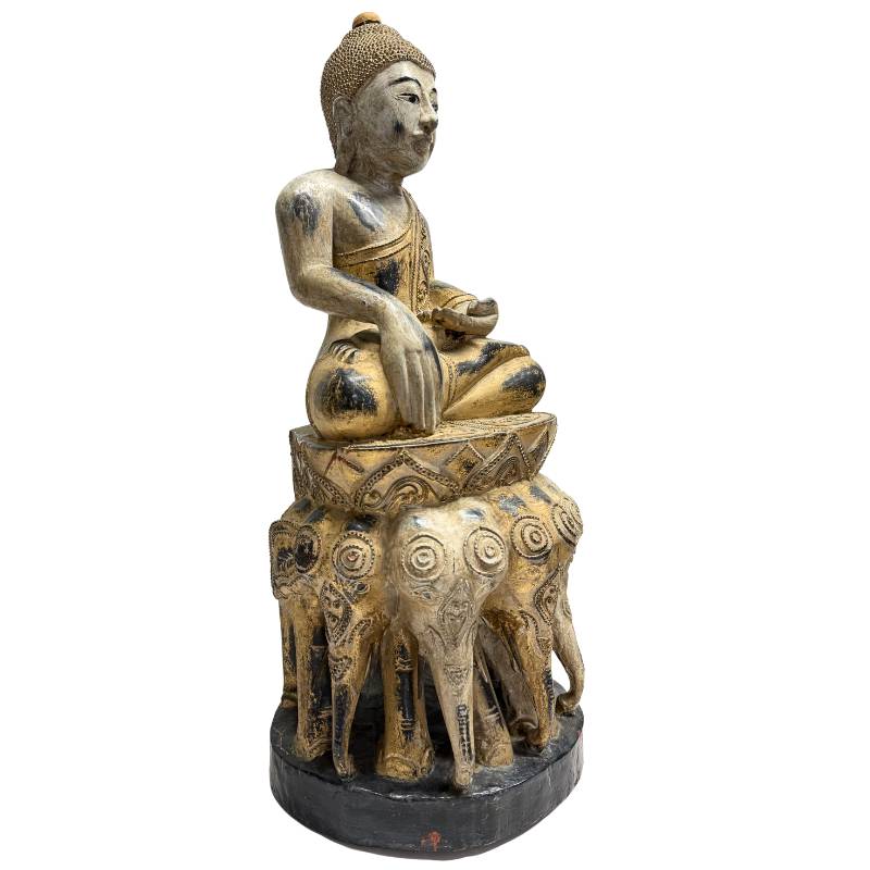 antique Buddha statue from Myanmar made of gilded wood