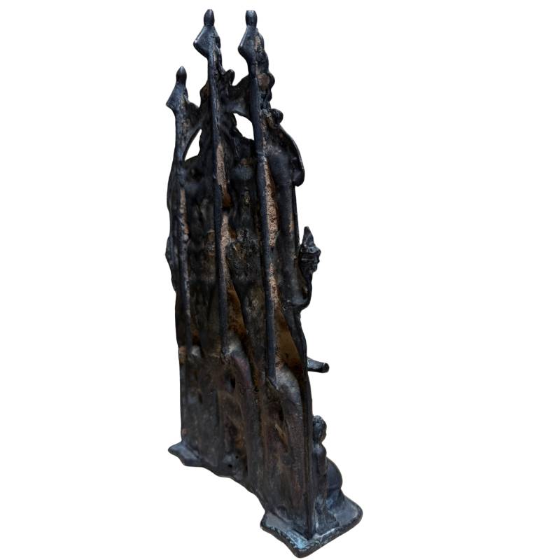 Antique Naga Buddha relief with dark patina and powerful protective appearance