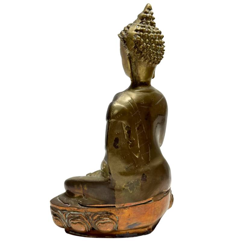 Antique Sino-Tibetan bronze Buddha statue bhumisparsha mudra spiritual image