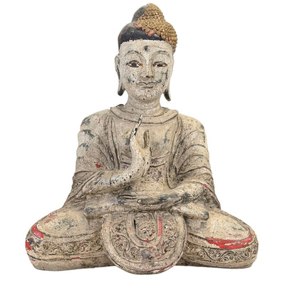 Statue de Bouddha Jambupati en teck antique, Birmanie, XVIIIe siècle, 40 cm
