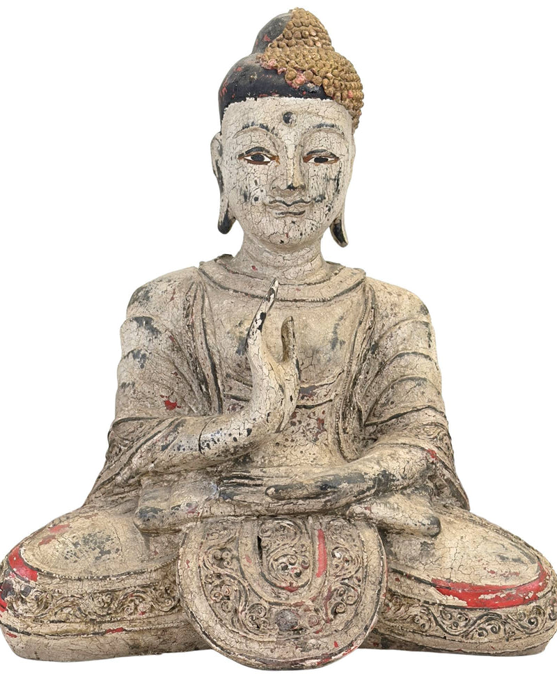 Statue de Bouddha Jambupati en teck antique, Birmanie, XVIIIe siècle, 40 cm