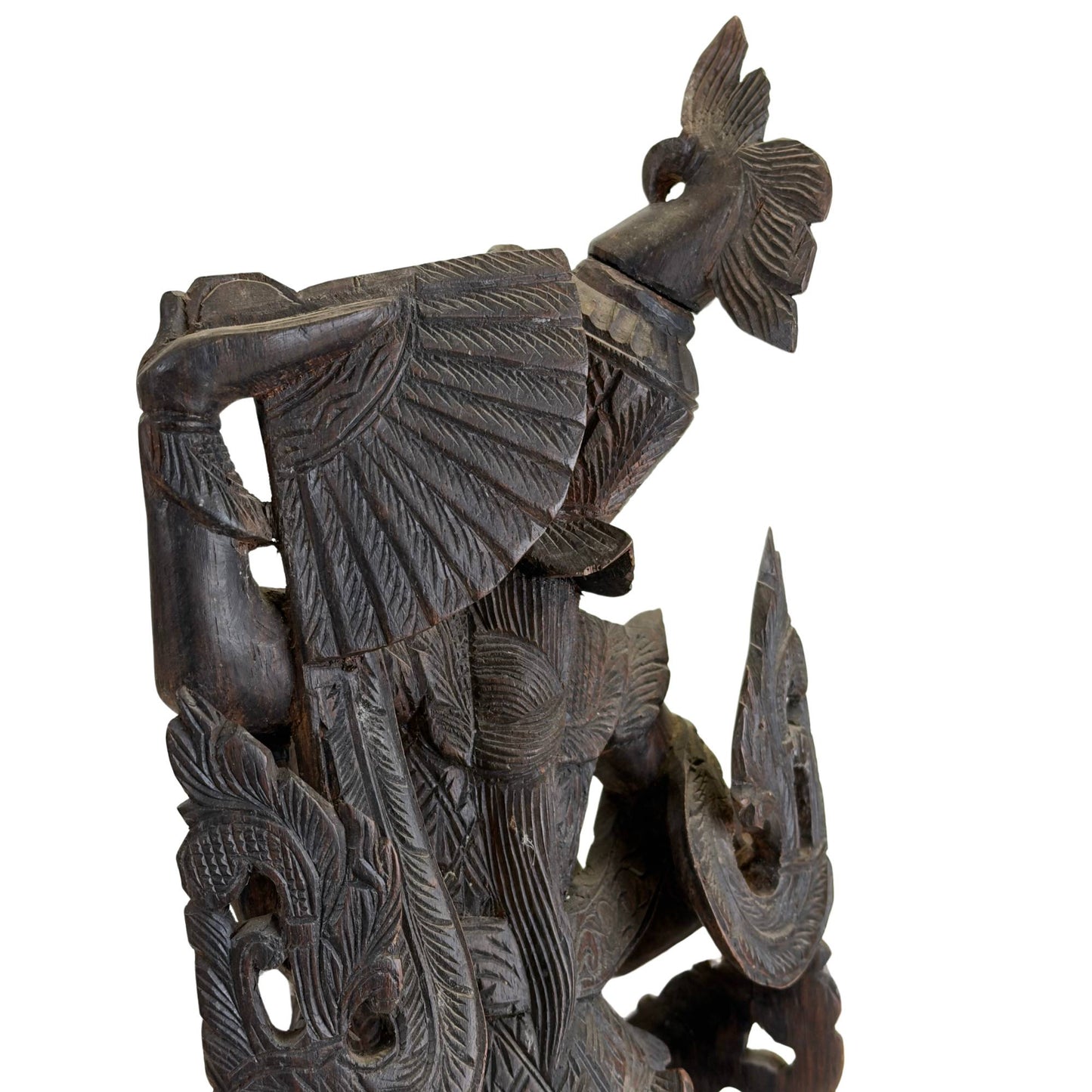 Antique Kinnari statue made of solid teak wood
