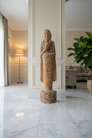 Antique Teak Medicine Arhat Statue Burma 18th Century 151.5cm