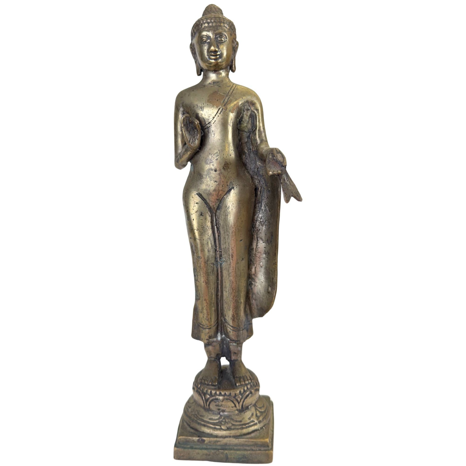 Antique Thai bronze Buddha statue, 31 cm high and weighing 1.2 kg.
