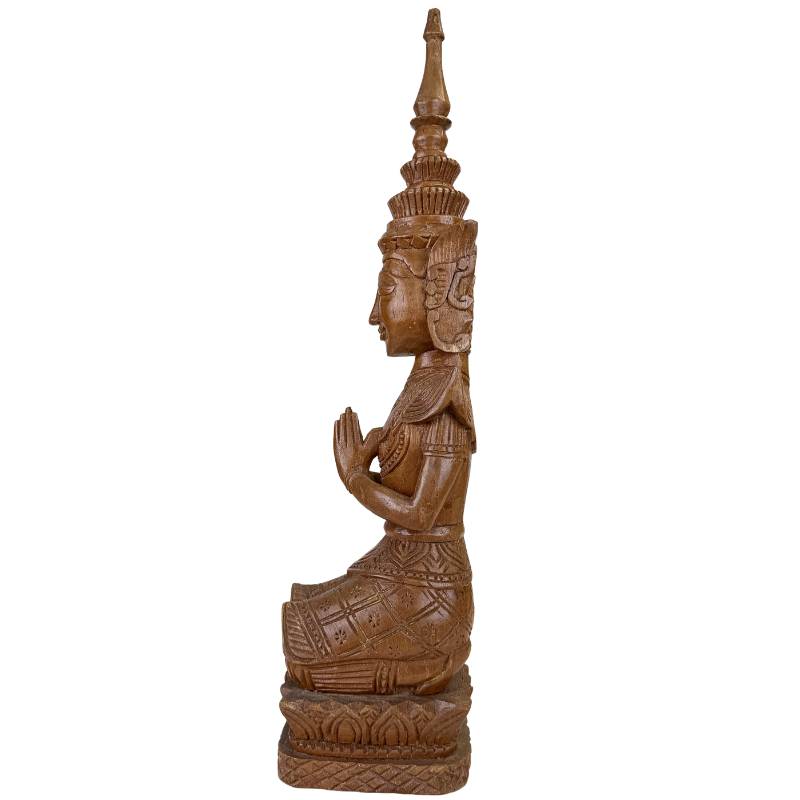 Antique Thai woodcarving temple figures as a set