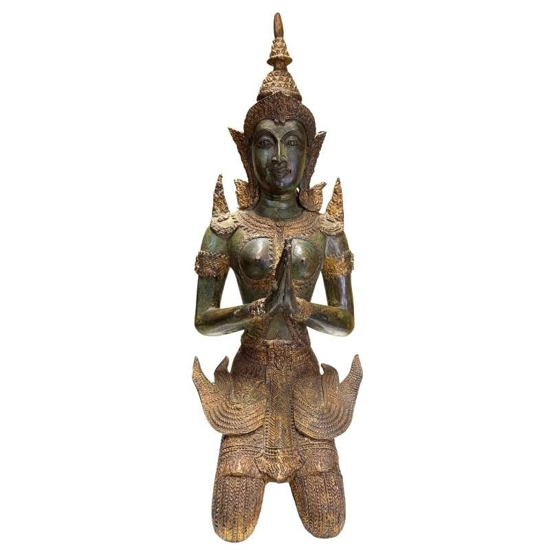 Thai bronze temple guardians as antique protective figures from the 19th century
