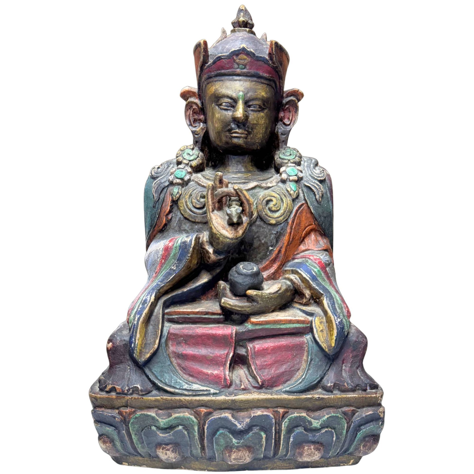 Antique Tibetan statue Karma Pakshi 17th century wood