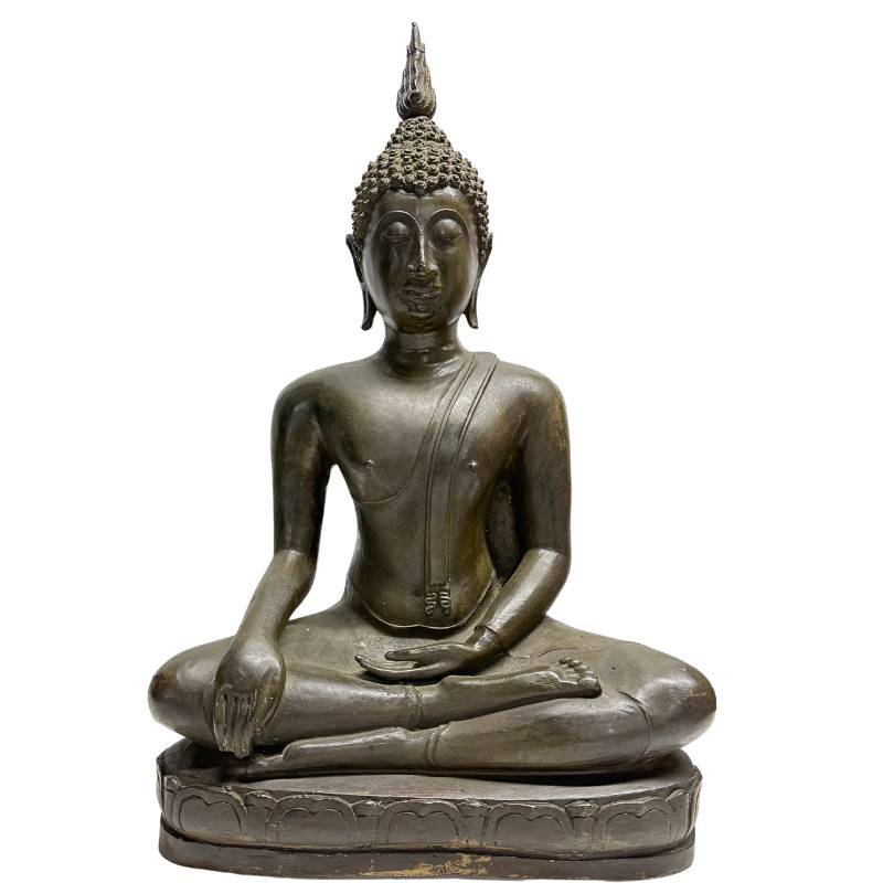 Bouddha Sukhothai thaïlandais antique en bronze du XIXe siècle – Fonte lourde de qualité supérieure (47,5 cm / 12,6 kg) - Thais Boeddhabeeld