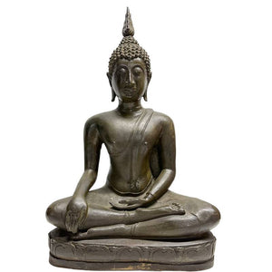 Antique 19th-Century Thai Bronze Sukhothai Buddha – Premium Heavy Casting (47.5 cm / 12.6 kg)
