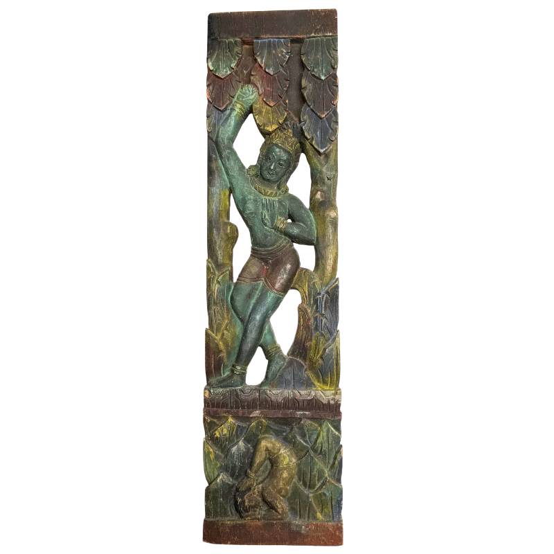 Antique Balinese temple support Siku-Siku 56cm hand-carved wood goddess figure