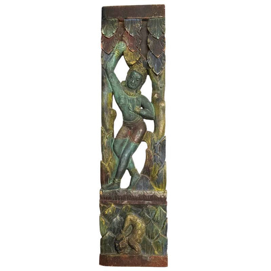 Antique Balinese temple support Siku-Siku 56cm hand-carved wood goddess figure