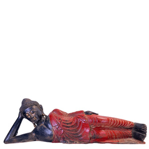 Antique Burmese Reclining Buddha in Teak – 19th Century – 102 cm