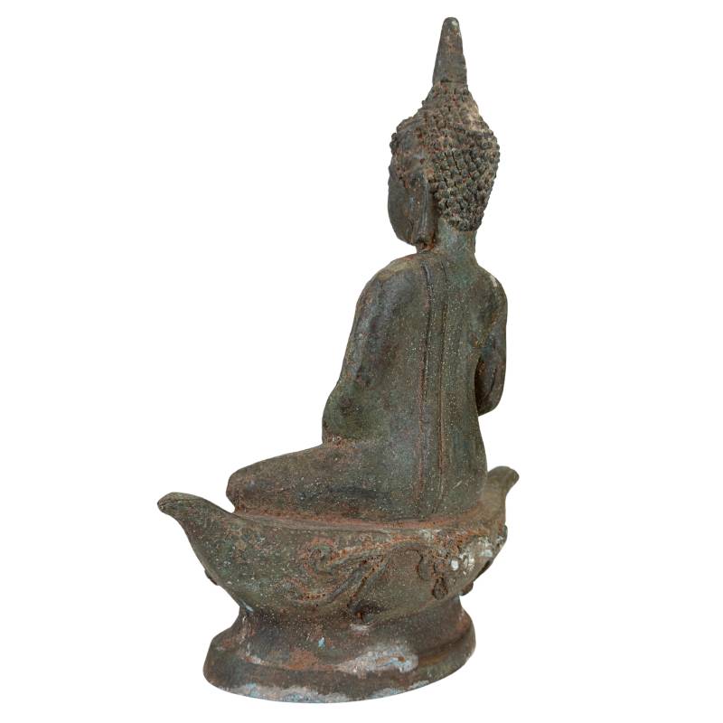 Antique bronze Buddha from Thailand in a meditation pose