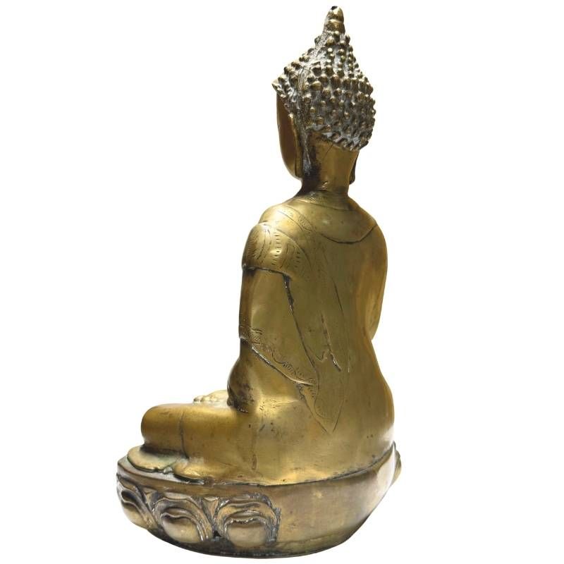 Antique fire-gilded metal Buddha on a lotus base
