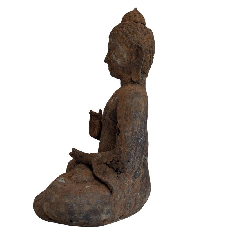 Antique bronze Buddha Burmese Buddhist art meditation mudra