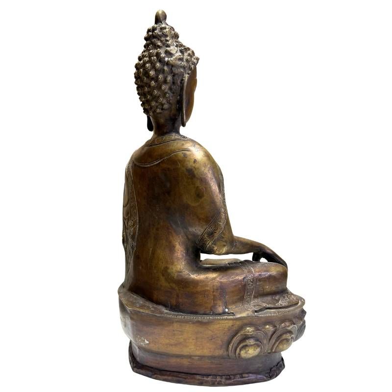 Back of an antique bronze Buddha from the Himalayan region