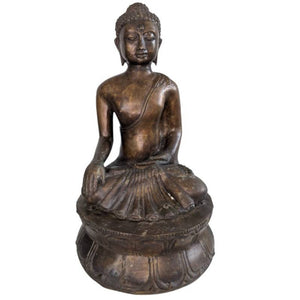 Bouddha thaïlandais Shan en bronze antique du XIXe siècle – 35 cm – 3 kg – Scellé rituellement