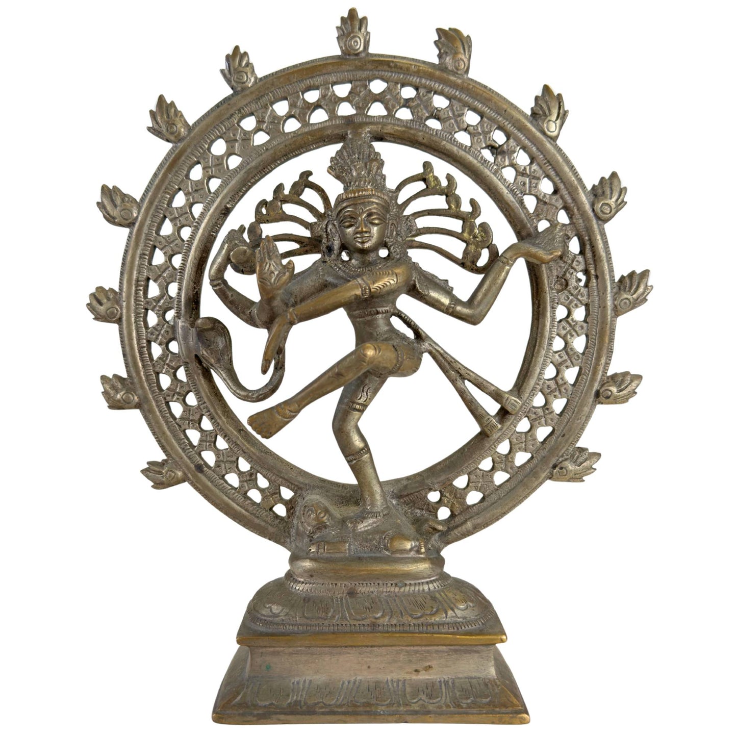 Antique bronze Shiva Nataraja statue in a cosmic dance pose from India