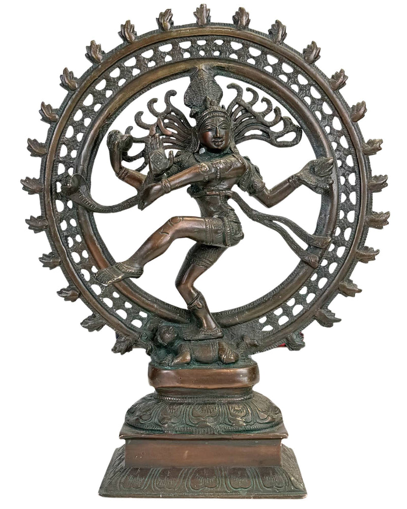 Statue de Shiva Nataraja en bronze antique de 35 cm | Bronze lourd au plomb (4 kg) | Inde