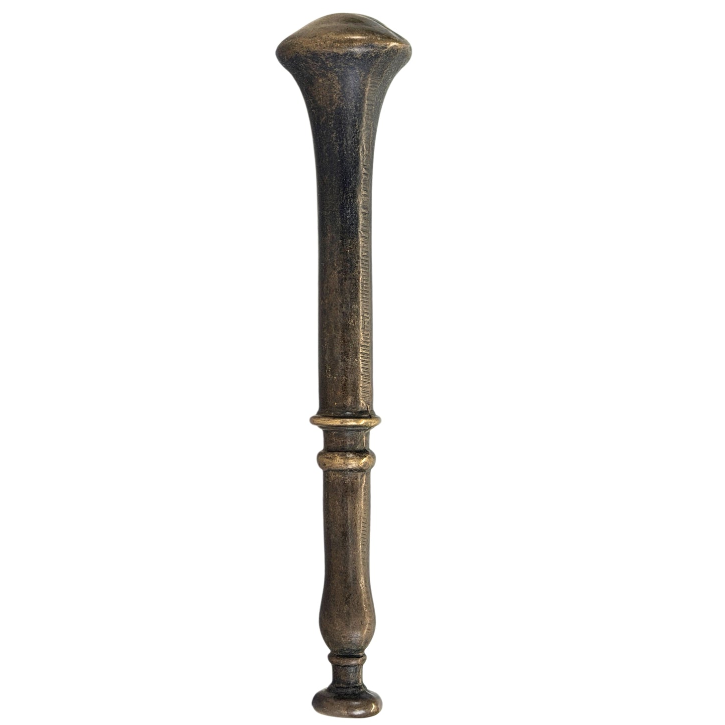 Antieke bronzen stamper met balustervormige handgreep uit de 17e eeuw