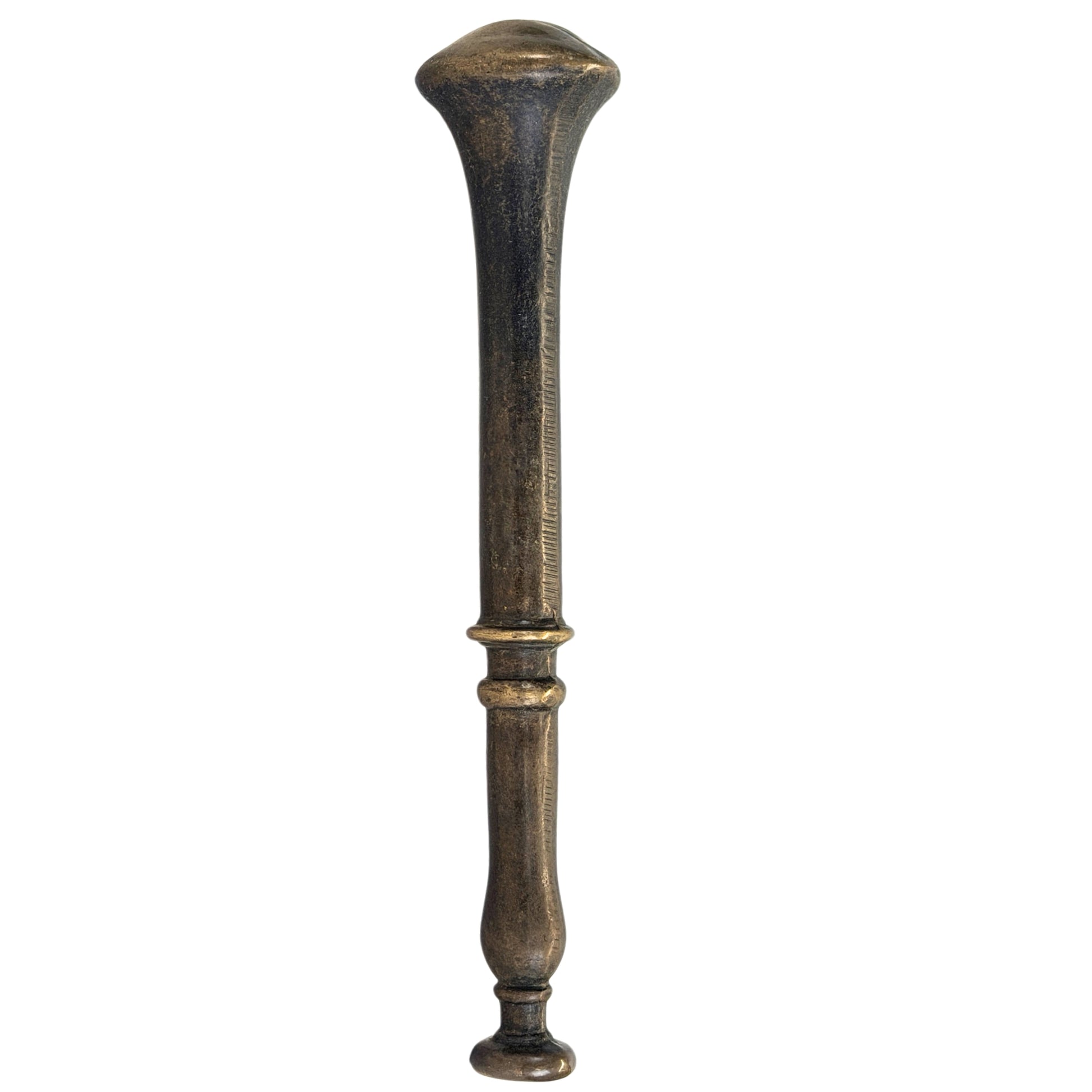 Antieke bronzen stamper met balustervormige handgreep uit de 17e eeuw