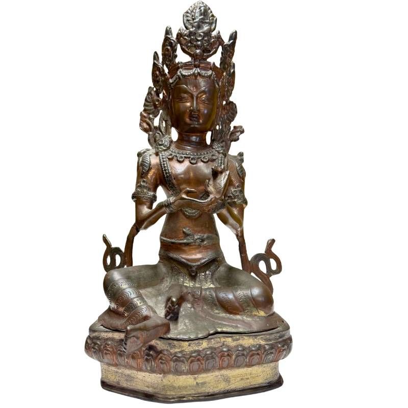 Bronze Tara from the Himalayan tradition with a classic lotus base