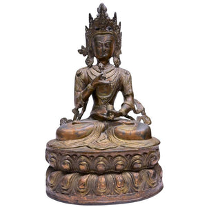 Vajrasattva en bronze antique – pour rituel de purification avec Vajra et Ghanta – Lot 460