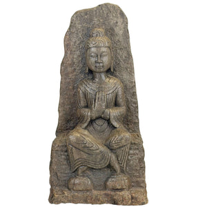 An Early Chinese Stone Guanyin Stele in Anjali Mudra – Possibly Northern Wei, 5th–6th Century – 45.6 cm