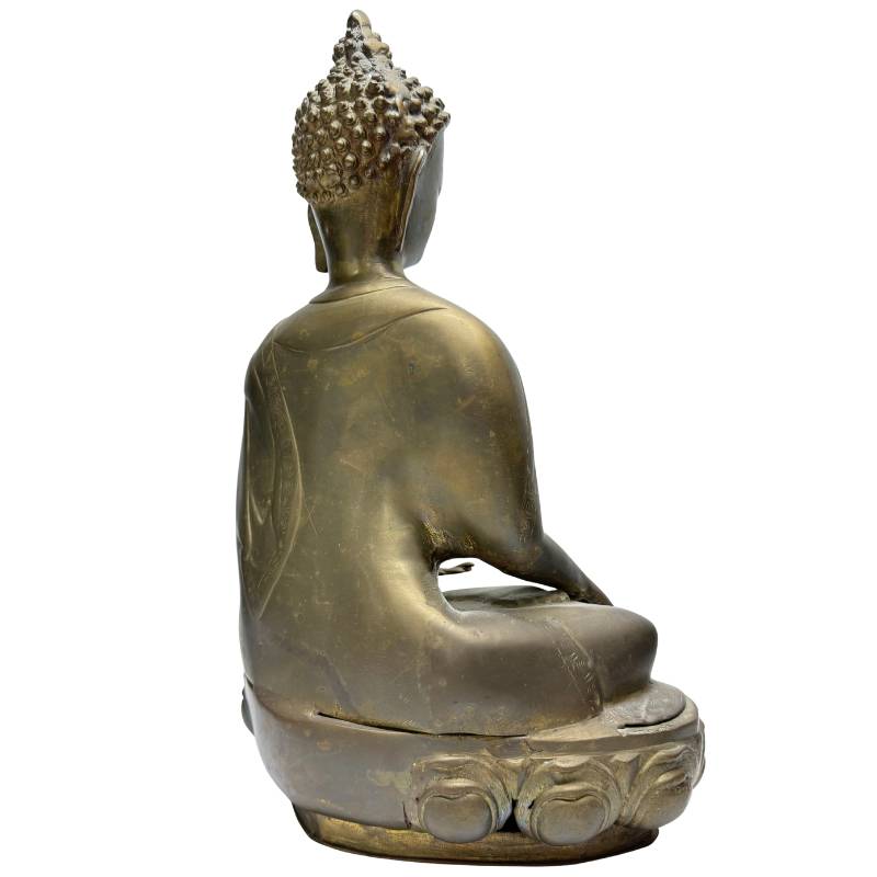 Fire-gilded Himalayan Buddha on lotus base, 18th/19th century