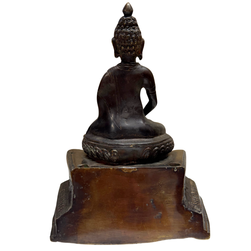 Antique fire-gilded Shakyamuni Buddha from the Himalayan tradition as a temple statue