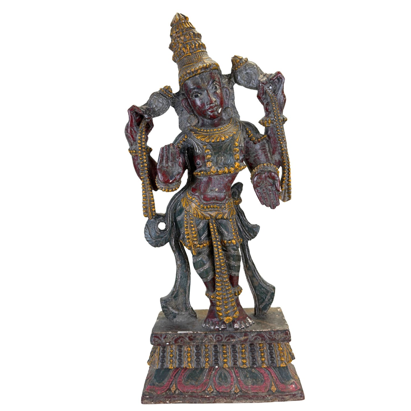Antique wooden Vishnu statue from South India, 60 cm high