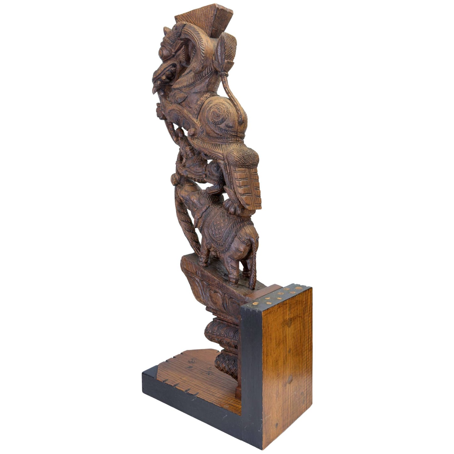 Antique wooden Yali temple support with openwork carving
