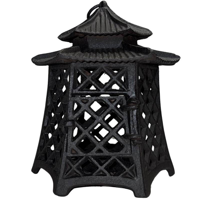 Antique Japanese pagoda lantern of heavy cast iron