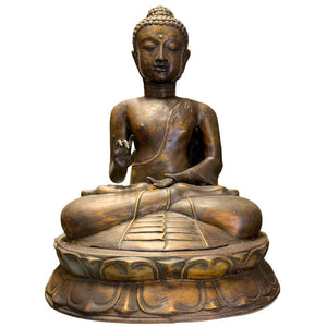 Bouddha Monumental Javanais en Bronze – Vitarka Mudra – 58 cm – 8,5 kg