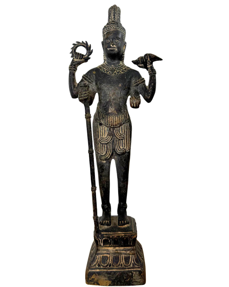 Rare statuette khmère de Vishnu | XIIIe-XIVe siècle | Avec dépôt rituel d'or | Qualité muséale
