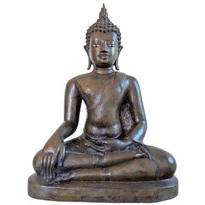 Chef-d'œuvre de Lan Xang de qualité muséale – Bronze doré au feu avec incrustations d'ivoire – 46 cm