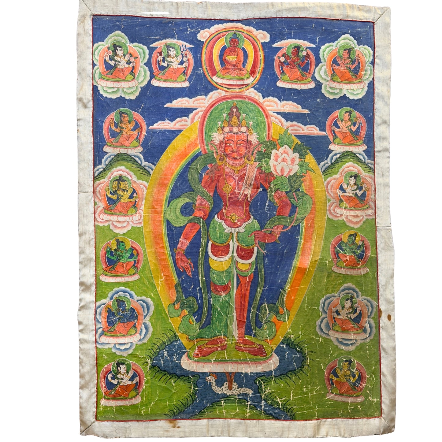 Antique Nepalese Rakta Tara thangka from the 19th century