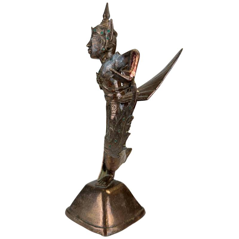 Antique Thai Kinnara of 1.1 kg solid cast bronze.