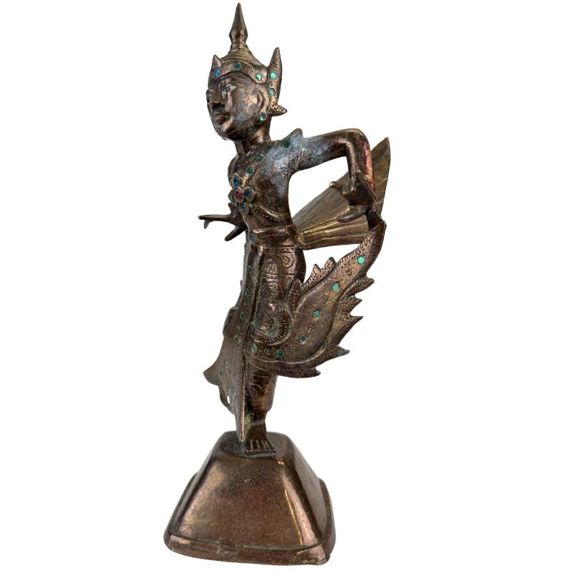 Antique Thai Kinnara ceremonial temple statue from Thailand.