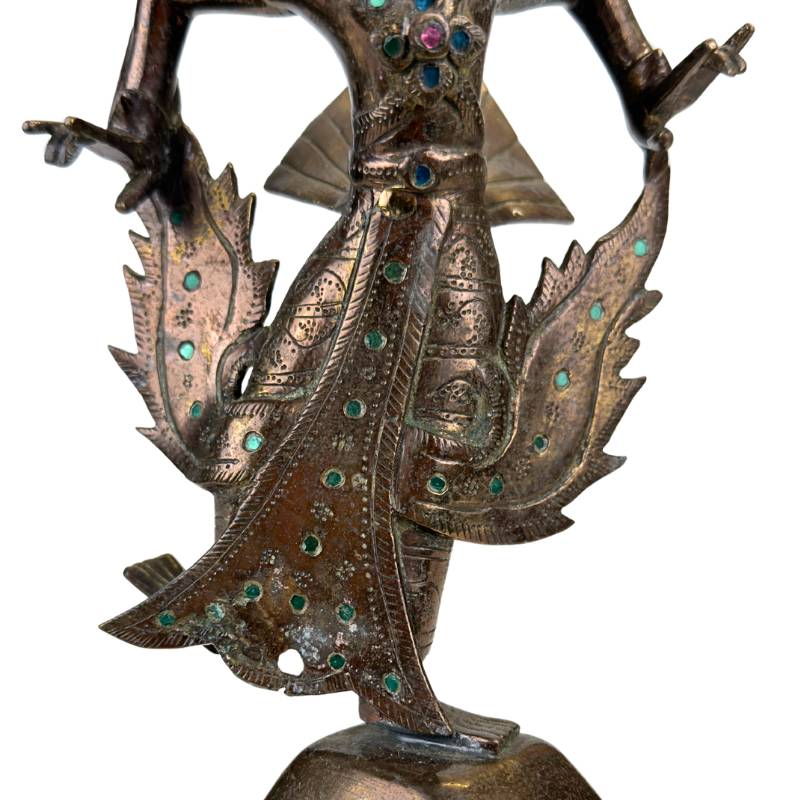 Antique Thai Kinnara with original mercury-gilded details.